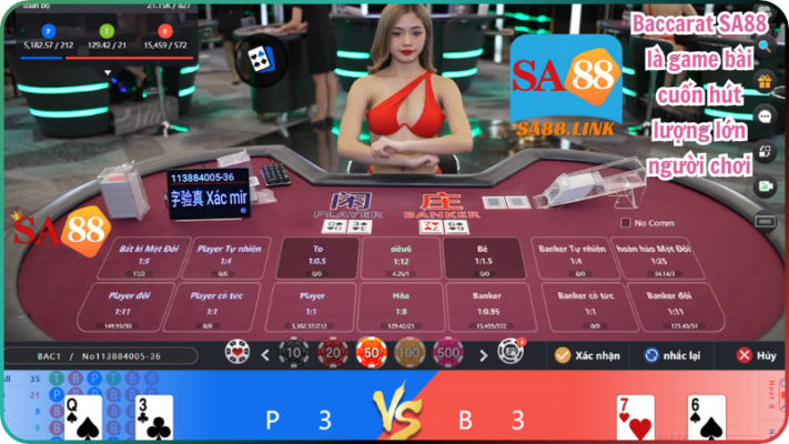 Baccarat SA88 là game bài cuốn hút lượng lớn người chơi bởi tính chân thật